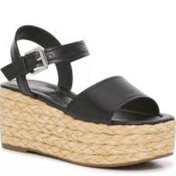 Marc Fisher Shoes - Marc Fisher Black Jellard Espadrille Platform Woven Sandals Women's Size 9.5